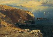 Eduard Hildebrandt Felsen bei Capri mit Fischern oil painting reproduction
